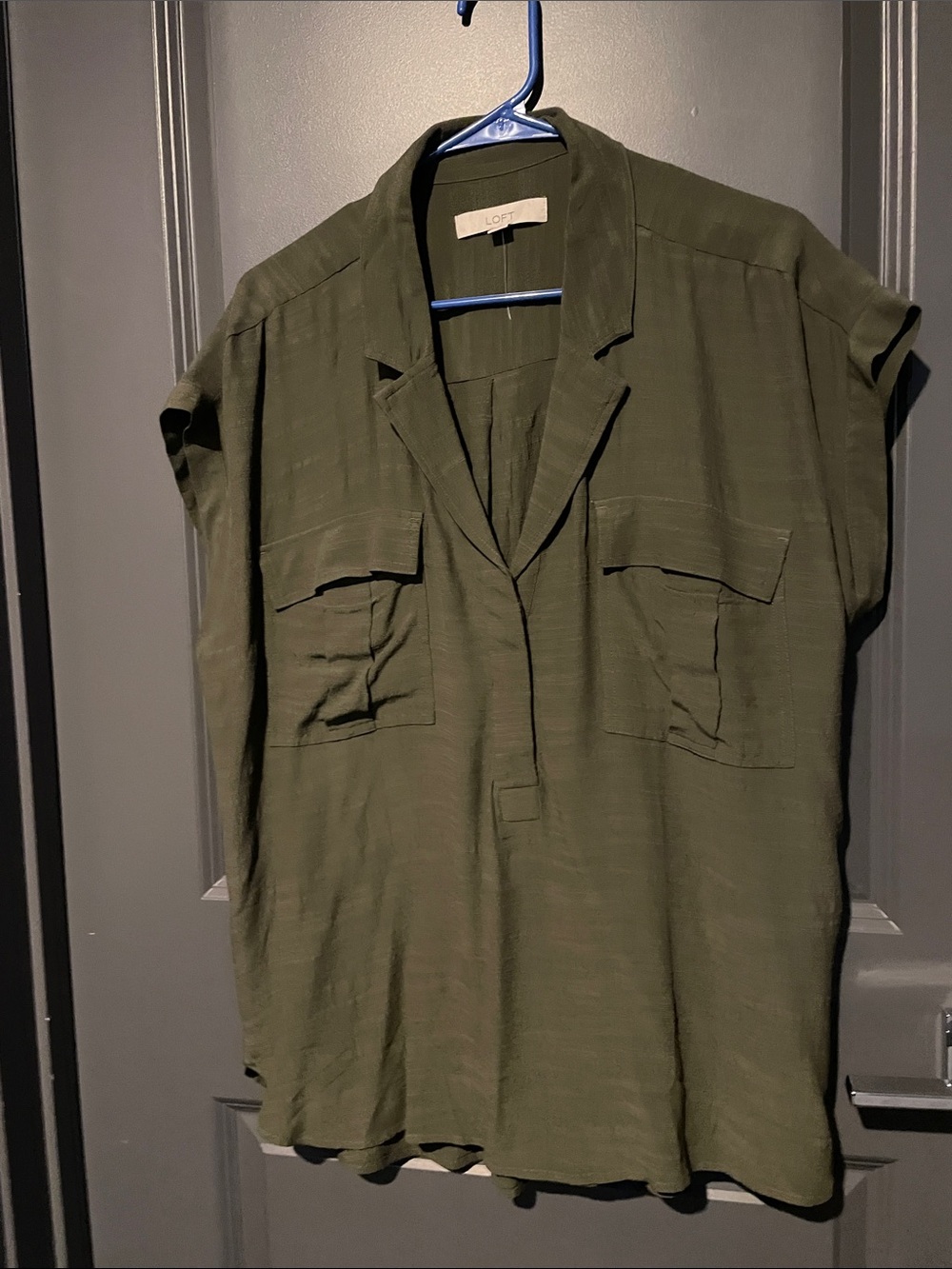 LOFT Olive Utility Shirt with Chest Pockets